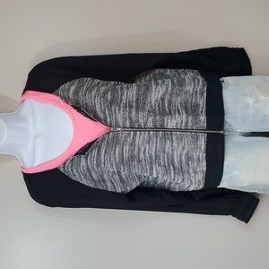 Eyeshadow Women's Lightweight Black and White Jacket With Sheer Sleeves